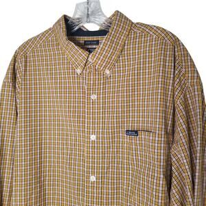 Ralph Lauren Chaps XL Men's Long Sleeve Button Down Shirt Blue Yellow Plaid